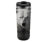 DWVSFJM Cool Animal White Polar Bear Bicchiere isolato in acciaio inossidabile Doppia parete sottovuoto Tazza da viaggio isolata Tazza in metallo isolata Tazza da auto di grande capacità Tazza da