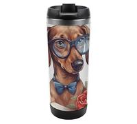 DWVSFJM Dog Is Reading A Book Bicchiere isolato in acciaio inossidabile Doppia parete sottovuoto Tazza da viaggio isolata Tazza in metallo isolata Tazza da auto di grande capacità Tazza da caffè