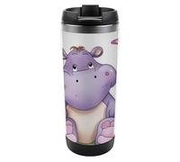 DWVSFJM Farfalla e ippopotamo Bicchiere isolato in acciaio inox doppia parete sottovuoto tazza da viaggio isolata tazza in metallo tazza di grande capacità tazza da caffè riutilizzabile con coperchio