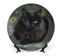 DWVSFJM Gatto sdraiato sulla coperta Stampa Bone China Piatto Decorativo Con Espositore Piatto Decorativo In Ceramica Porcellana Piatto Rotondo Cena Artigianato Artigianato Per Decorazione Da Parete 6