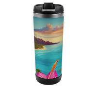 DWVSFJM Hello Hawaii Bicchiere isolato in acciaio inossidabile Doppia parete Vuoto Tazza da viaggio Tazza in metallo isolato Tazza di metallo Grande Capacità Tazza da caffè riutilizzabile con