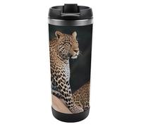 DWVSFJM Leopardo africano sulla roccia Bicchiere isolato in acciaio inossidabile Doppia parete Vuoto Tazza da viaggio Tazza in metallo isolato Tazza di metallo Grande Capacità Tazza da caffè