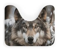 DWVSFJM Lmage of Wolf in The Snow - Tappeto da bagno a forma di U, 40,6 x 50,8 cm, assorbente, ad asciugatura rapida, antiscivolo, facile da pulire, per vasca da bagno e lavandino