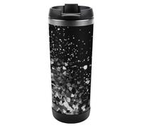 DWVSFJM Nero Bianco Glitter Isolato Tumbler In Acciaio Inox Doppia Parete Vuoto Tazza Da Viaggio Isolato Tazza In Metallo Tazza Di Grande Capacità Auto Tazza Da Caffè Riutilizzabile Con Coperchio
