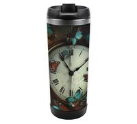 DWVSFJM Orologio a farfalla Bicchiere isolato in acciaio inossidabile Doppia parete Vuoto Tazza da viaggio Tazza in metallo isolato Tazza di metallo Grande Capacità Tazza da caffè riutilizzabile con