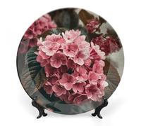 DWVSFJM Piatto decorativo in porcellana con stampa di fiori in porcellana con espositore piatto decorativo in ceramica piatto rotondo da pranzo artigianale artistico per decorazione da appendere alla