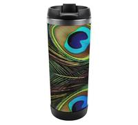 DWVSFJM Piume di pavone Tumbler isolato in acciaio inossidabile doppia parete vuoto tazza da viaggio isolata tazza di metallo tazza di grande capacità tazza da caffè riutilizzabile con coperchio