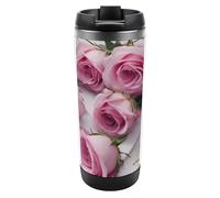 DWVSFJM Rose rosa Bicchiere isolato in acciaio inossidabile doppia parete sottovuoto tazza da viaggio isolata tazza in metallo tazza di grande capacità tazza da caffè riutilizzabile con coperchio