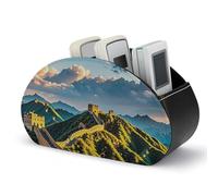 DWVSFJM - Scatola di immagazzinaggio del telecomando del cuoio dell'unità di elaborazione, scatola dell'organizzatore del telecomando della grande parete della Cina con 5 scomparti per il soggiorno