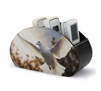 DWVSFJM - Scatola portaoggetti in finta pelle, colore bianco tortora che vola al sole, scatola organizer per telecomandi con 5 scomparti per soggiorno, camera da letto