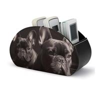 DWVSFJM - Scatola portaoggetti in pelle PU per telecomando, Bulldog francese, scatola organizer con 5 scomparti, supporto per controllo emozioni per soggiorno