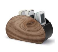 DWVSFJM - Scatola portaoggetti per telecomando in pelle PU, scatola organizer per telecomando con venature del legno con 5 scomparti, supporto per il controllo delle emozioni per soggiorno