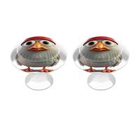 DWVSFJM Set di 2 pomelli per armadietti a forma di pollo che indossa un cappello rosso, per cassetti da cucina, in acciaio inox, maniglie rotonde moderne per cassettiera, con motivo stampato carino