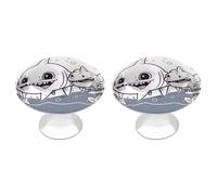 DWVSFJM Set di 2 pomelli per armadietti a forma di squalo e pesce, per cassetti da cucina, in acciaio inox, maniglie rotonde moderne per cassettiera, con motivo stampato carino