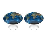 DWVSFJM Set di 2 pomelli per armadietti con mappa del mondo, per cassetti da cucina, in acciaio inox, maniglie rotonde moderne, con stampa carina, manopole per guardaroba