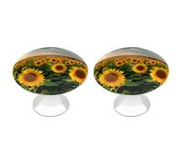 DWVSFJM Set di 2 pomelli per armadietti da cucina con girasoli marini per cassetti da cucina, in acciaio inox, maniglie rotonde moderne per cassettiera, con stampa carina, manopole per guardaroba