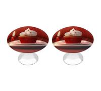 DWVSFJM Set di 2 pomelli per armadietti per torte e candele, per cassetti da cucina, in acciaio inox, maniglie rotonde moderne per cassettiera, con motivo stampato carino