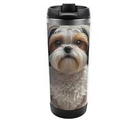 DWVSFJM Shih Tzu Cane Isolato Tumbler In Acciaio Inox Doppia Parete Vuoto Tazza Da Viaggio Isolato Tazza In Metallo Tazza Di Grande Capacità Auto Tazza Da Caffè Riutilizzabile Con Coperchio Regali