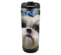 DWVSFJM Shih Tzu Cane Isolato Tumbler In Acciaio Inox Doppia Parete Vuoto Tazza Da Viaggio Isolato Tazza In Metallo Tazza Di Grande Capacità Auto Tazza Da Caffè Riutilizzabile Con Coperchio Regali