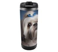 DWVSFJM Shih Tzu Cane Isolato Tumbler In Acciaio Inox Doppia Parete Vuoto Tazza Da Viaggio Isolato Tazza In Metallo Tazza Di Grande Capacità Auto Tazza Da Caffè Riutilizzabile Con Coperchio Regali