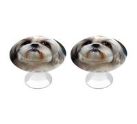 DWVSFJM Shih Tzu - Set di 2 pomelli per armadietti da cucina, cassetti, armadietti, in acciaio inox, moderni, maniglie rotonde per comò con stampa carina