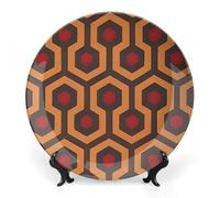 DWVSFJM Shining Overlook Stampa Bone China Piatto Decorativo Con Espositore Piatto Decorativo In Ceramica Porcellana Rotondo Piatto da Cena Artigianato Artigianato Per Decorazione Da Parete 6 pollici