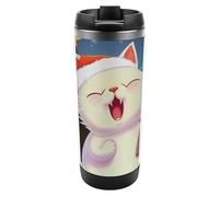 DWVSFJM Simpatico gatto canta canti natalizi Tumbler isolato in acciaio inossidabile doppia parete sottovuoto tazza da viaggio isolata tazza in metallo tazza di grande capacità tazza da caffè