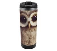 DWVSFJM Simpatico gufo isolato Tumbler in acciaio inossidabile doppia parete vuoto tazza da viaggio isolata tazza di metallo tazza di grande capacità tazza da caffè riutilizzabile con coperchio regali