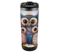 DWVSFJM Simpatico gufo isolato Tumbler in acciaio inossidabile doppia parete vuoto tazza da viaggio isolata tazza di metallo tazza di grande capacità tazza da caffè riutilizzabile con coperchio regali