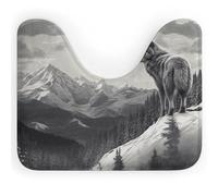 DWVSFJM Snow Mountain Lone Wolf - Tappeto da bagno a forma di U, 40,6 x 50,8 cm, assorbente, ad asciugatura rapida, antiscivolo, facile da pulire, per vasca da bagno e lavandino