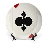 DWVSFJM Spades K Poker Stampa Bone China Piatto Decorativo Con Espositore Piatto Decorativo In Ceramica Porcellana Piatto Rotondo Cena Artigianato Artigianato Per Decorazione Appeso A Parete 6 pollici