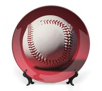 DWVSFJM Sport Baseball Stampa Bone China Piatto Decorativo Con Espositore Piatto Decorativo In Ceramica Porcellana Rotondo Piatto Da Pranzo Artigianato Artigianato Per Decorazione Da Parete 10