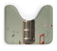 DWVSFJM Tappetino da bagno a forma di U con microfono e nota musicale, 40,6 x 50,8 cm, assorbente, ad asciugatura rapida, antiscivolo, facile da pulire, per vasca da bagno e lavandino
