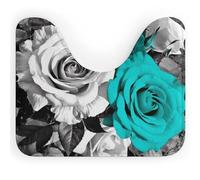 DWVSFJM Tappeto da bagno a forma di U, 40,6 x 50,8 cm, assorbente, ad asciugatura rapida, antiscivolo, facile da pulire, per vasca da bagno, lavello, colore: nero/bianco/grigio