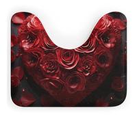 DWVSFJM Tappeto da bagno a forma di U a forma di cuore con rose rosse, 40,6 x 50,8 cm, assorbente, ad asciugatura rapida, antiscivolo, facile da pulire, per vasca da bagno e lavandino