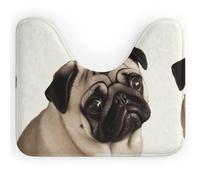 DWVSFJM Tappeto da bagno a forma di U con cane carlino, 40,6 x 50,8 cm, assorbente, ad asciugatura rapida, antiscivolo, facile da pulire, tappetino per vasca da bagno, lavandino