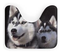 DWVSFJM Tappeto da bagno a forma di U con cane Husky, 40,6 x 50,8 cm, assorbente, ad asciugatura rapida, antiscivolo, facile da pulire, tappetino per vasca da bagno e lavandino