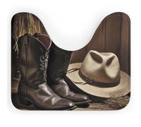 DWVSFJM Tappeto da bagno a forma di U con cappello nero da cowboy, 40,6 x 50,8 cm, assorbente, ad asciugatura rapida, antiscivolo, facile da pulire, per vasca da bagno e lavandino