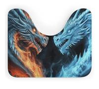 DWVSFJM Tappeto da bagno a forma di U con draghi di ghiaccio e fuoco, 40,6 x 50,8 cm, assorbente, ad asciugatura rapida, antiscivolo, facile da pulire, per vasca da bagno e lavandino