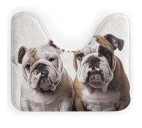 DWVSFJM Tappeto da bagno a forma di U con due simpatici bulldog, 40,6 x 50,8 cm, assorbente, ad asciugatura rapida, antiscivolo, facile da pulire, per vasca da bagno e lavandino