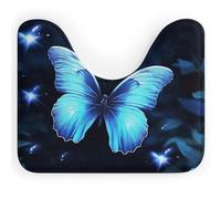 DWVSFJM Tappeto da bagno a forma di U con farfalla blu, 40,6 x 50,8 cm, assorbente, ad asciugatura rapida, antiscivolo, facile da pulire, per vasca da bagno e lavandino