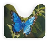 DWVSFJM Tappeto da bagno a forma di U con farfalla blu, 40,6 x 50,8 cm, assorbente, ad asciugatura rapida, antiscivolo, facile da pulire, per vasca da bagno e lavandino