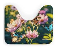 DWVSFJM Tappeto da bagno a forma di U con farfalle e fiori, 40,6 x 50,8 cm, assorbente, ad asciugatura rapida, antiscivolo, facile da pulire, per vasca da bagno e lavandino