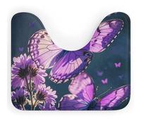 DWVSFJM Tappeto da bagno a forma di U con farfalle viola, 40,6 x 50,8 cm, assorbente, ad asciugatura rapida, antiscivolo, facile da pulire, per vasca da bagno, lavandino