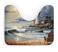 DWVSFJM Tappeto da bagno a forma di U con faro Sea Lighthouse, 40,6 x 50,8 cm, assorbente, ad asciugatura rapida, antiscivolo, facile da pulire, per vasca da bagno e lavandino