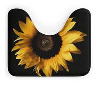 DWVSFJM Tappeto da bagno a forma di U con girasole su sfondo nero, 40,6 x 50,8 cm, assorbente, ad asciugatura rapida, antiscivolo, facile da pulire, per vasca da bagno, lavandino