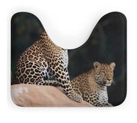 DWVSFJM Tappeto da bagno a forma di U con leopardo africano su roccia, 40,6 x 50,8 cm, assorbente, ad asciugatura rapida, antiscivolo, facile da pulire, per vasca da bagno e lavandino