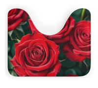 DWVSFJM Tappeto da bagno a forma di U con molte rose rosse, 40,6 x 50,8 cm, assorbente, ad asciugatura rapida, antiscivolo, facile da pulire, per vasca da bagno e lavandino