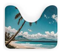 DWVSFJM Tappeto da bagno a forma di U con palme Hawaii Beach 40,6 x 50,8 cm, assorbente, ad asciugatura rapida, antiscivolo, facile da pulire, tappetino da bagno per vasca da bagno, lavandino