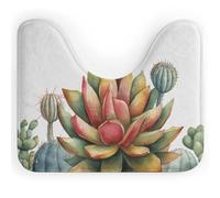 DWVSFJM Tappeto da bagno a forma di U con piante grasse acquerello, 40,6 x 50,8 cm, assorbente, ad asciugatura rapida, antiscivolo, facile da pulire, per vasca da bagno e lavandino